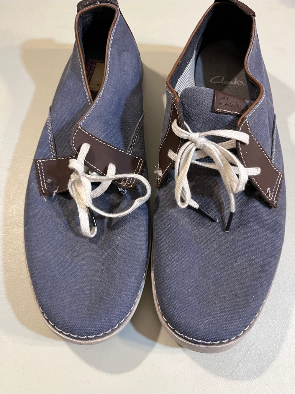 Clarks Men's Blue Chukka Boots with Brown Trim